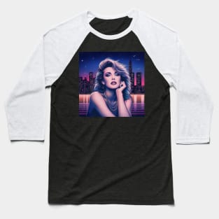 Vaporwave 80s City Pop Woman Baseball T-Shirt